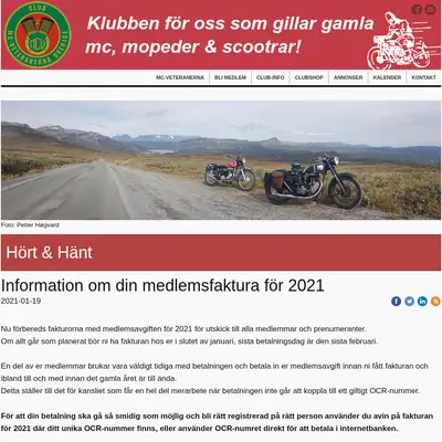MC VETERANEN startsida 2021