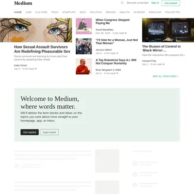 Medium startsida 2019