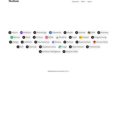 Medium startsida 2020