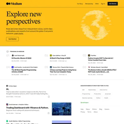 Medium startsida 2021