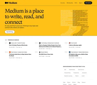 Medium startsida 2022