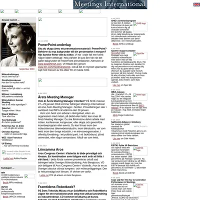 Meetings International startsida 2003