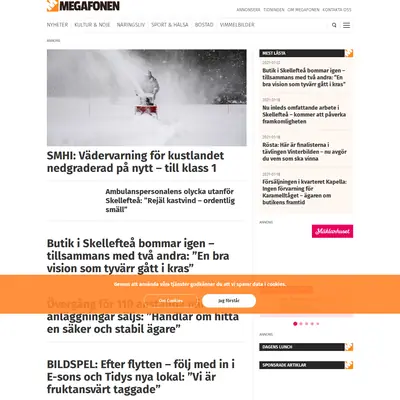 MEGAFONEN startsida 2021