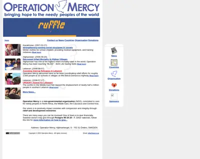 OPERATION MERCY startsida 2008