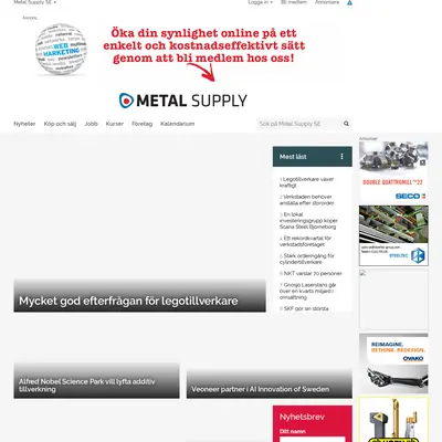 metal-supply.se startsida 2019