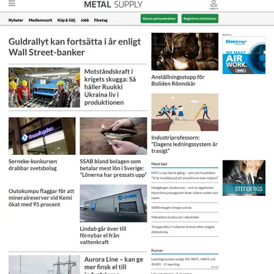 metal-supply.se startsida 2025