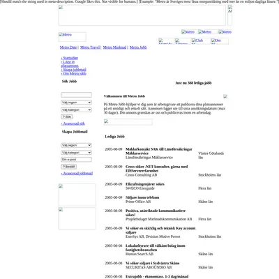 www.metrojobb.se startsida 2005