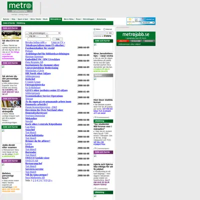 www.metrojobb.se startsida 2008