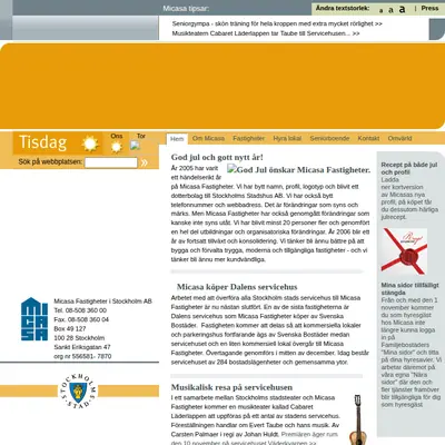 www.micasa.se startsida 2005