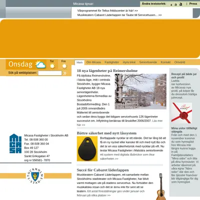 www.micasa.se startsida 2006