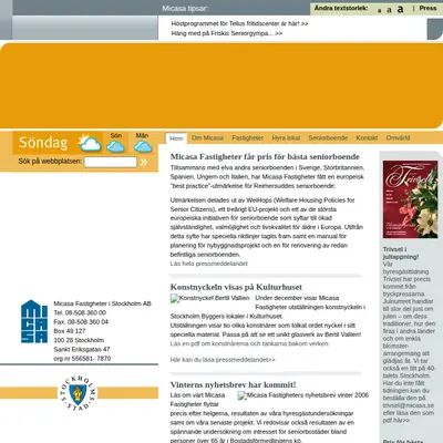 www.micasa.se startsida 2007