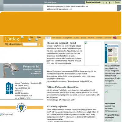 www.micasa.se startsida 2009