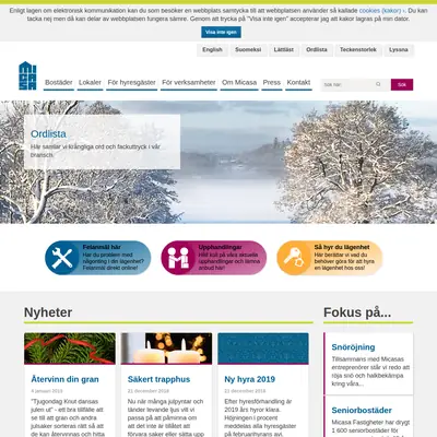 www.micasa.se startsida 2019