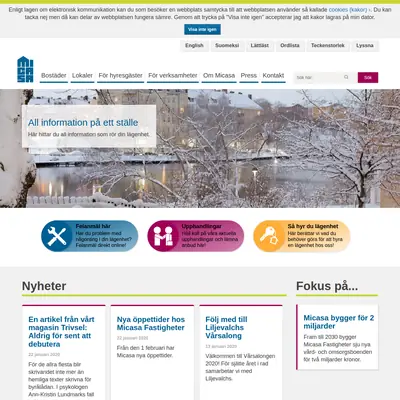 www.micasa.se startsida 2020