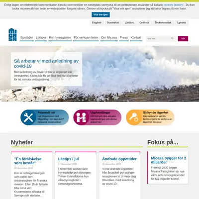 www.micasa.se startsida 2021