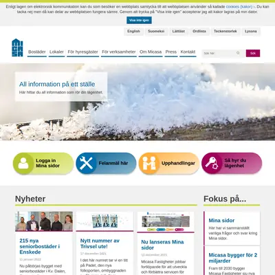 www.micasa.se startsida 2022