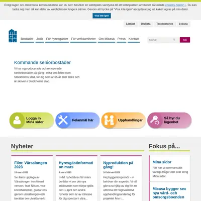 www.micasa.se startsida 2023