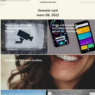 Middagsbladet.se startsida 2021