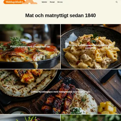 Middagsbladet.se startsida 2026