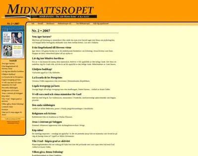 Midnattsropet startsida 2007
