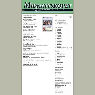 Midnattsropet startsida 2011