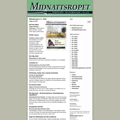 Midnattsropet startsida 2012
