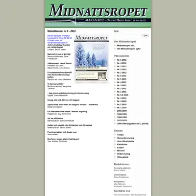 Midnattsropet startsida 2013