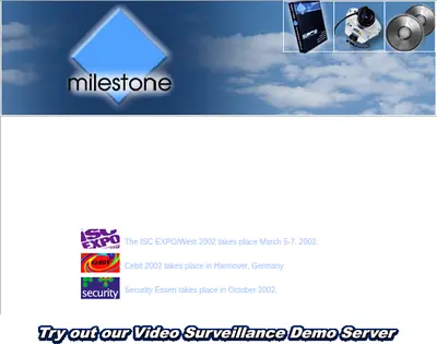 Milestone startsida 2002