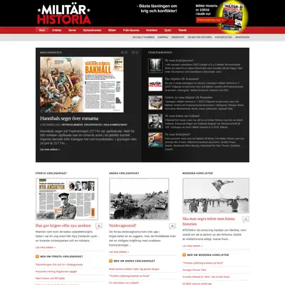 www.militarhistoria.se startsida 2016