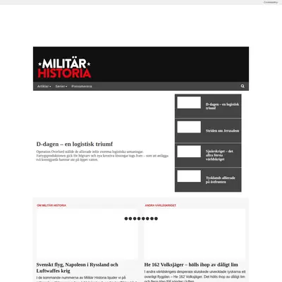 www.militarhistoria.se startsida 2019