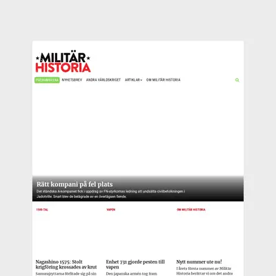 www.militarhistoria.se startsida 2021