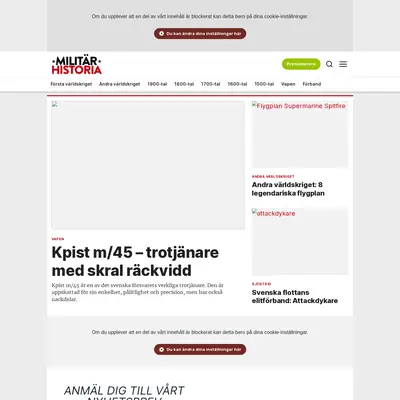 www.militarhistoria.se startsida 2023