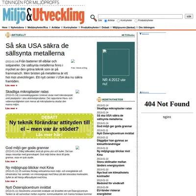 Miljö & Utveckling startsida 2013