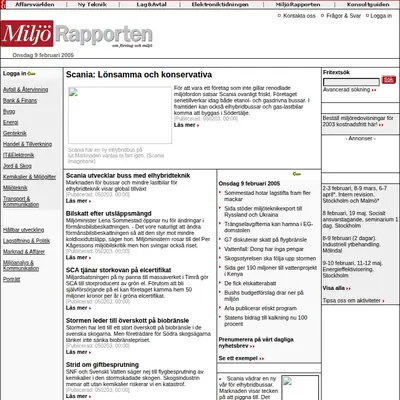 www.miljorapporten.se startsida 2005