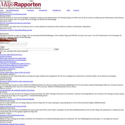 www.miljorapporten.se startsida 2010