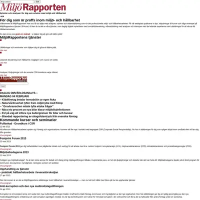 www.miljorapporten.se startsida 2013