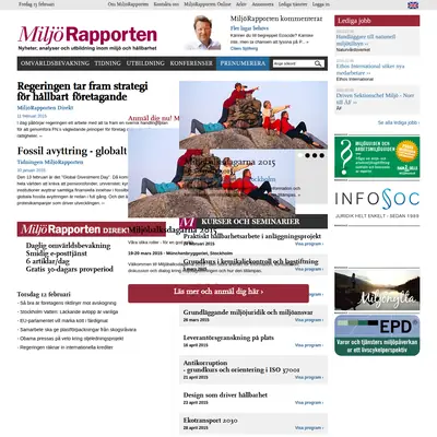 www.miljorapporten.se startsida 2015