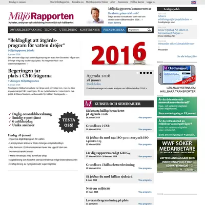 www.miljorapporten.se startsida 2016