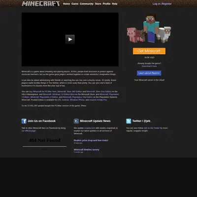 Minecraft startsida 2016