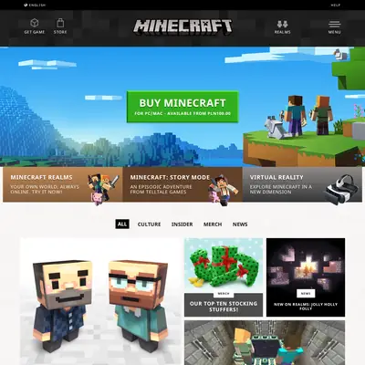 Minecraft startsida 2017