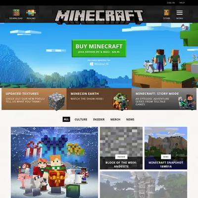 Minecraft startsida 2018