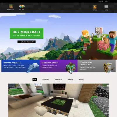 Minecraft startsida 2019