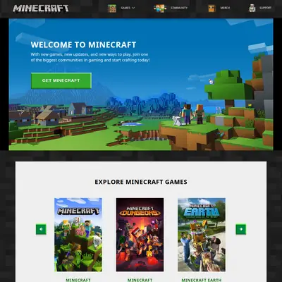 Minecraft startsida 2021