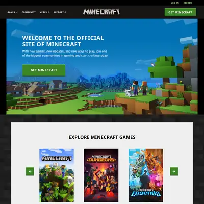 Minecraft startsida 2023