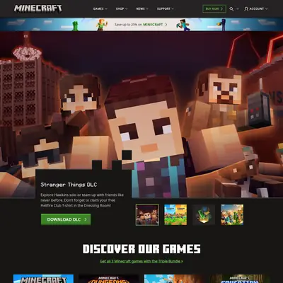 Minecraft startsida 2026