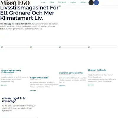 MissVEGO startsida 2020