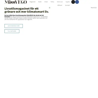 MissVEGO startsida 2022