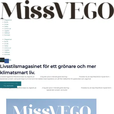 MissVEGO startsida 2025