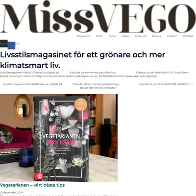 MissVEGO startsida 2026
