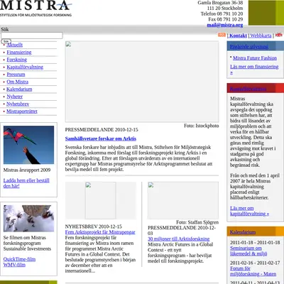 Mistras nyhetsbrev startsida 2011